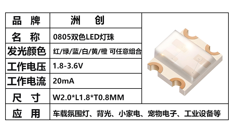 “0805雙色燈珠，0805紅藍(lán)雙色，雙色燈珠“/